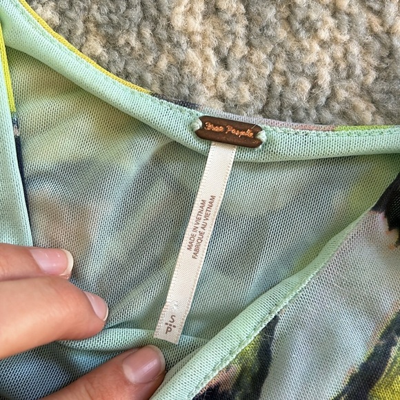 Free people Avenue tank mint combo colorful tie dye pattern tie sleeves mesh - Picture 8 of 8